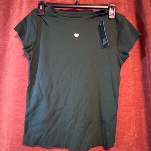 Wild Fable Dark Green Heart Baby Tee